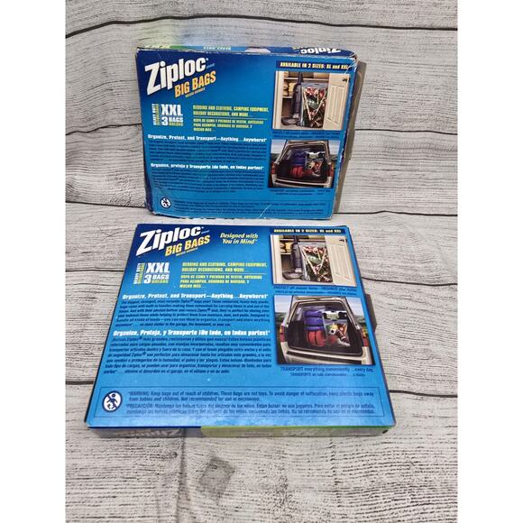 NEW Ziploc Big Bags Discontinued Heavy Duty XXL 3 Bags 20 Gallon 2' x 2.7' - Picture 2 of 3